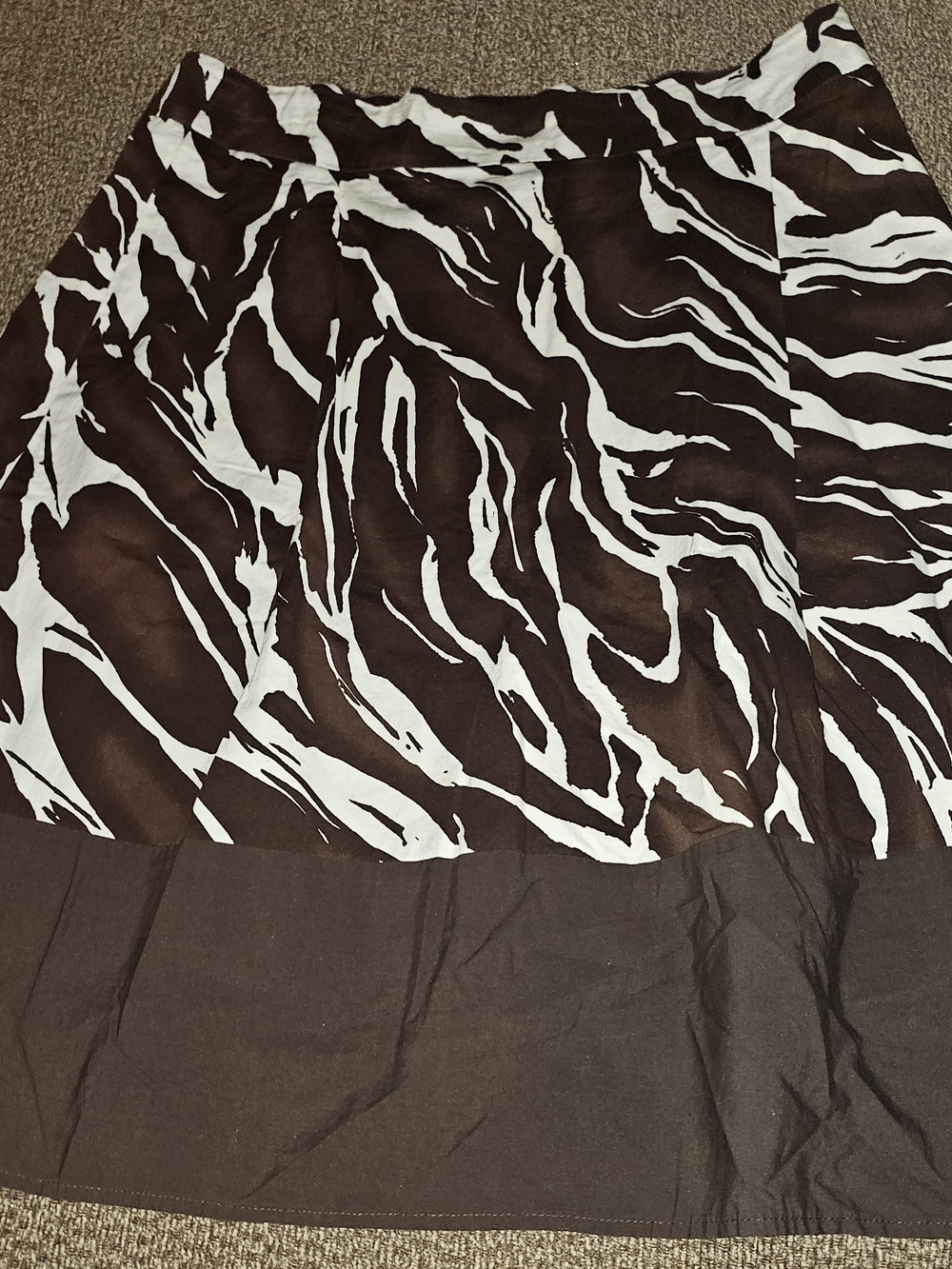 Women's Brown and White Midi Skirt